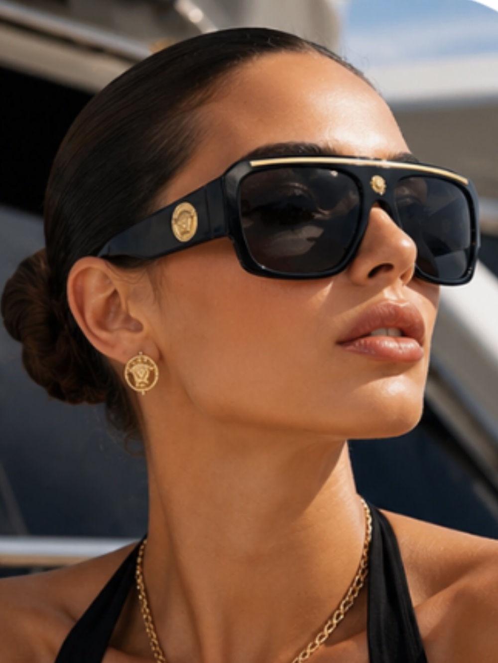 Luxury look Square Women’s Sun Glasses Eyewear lions head